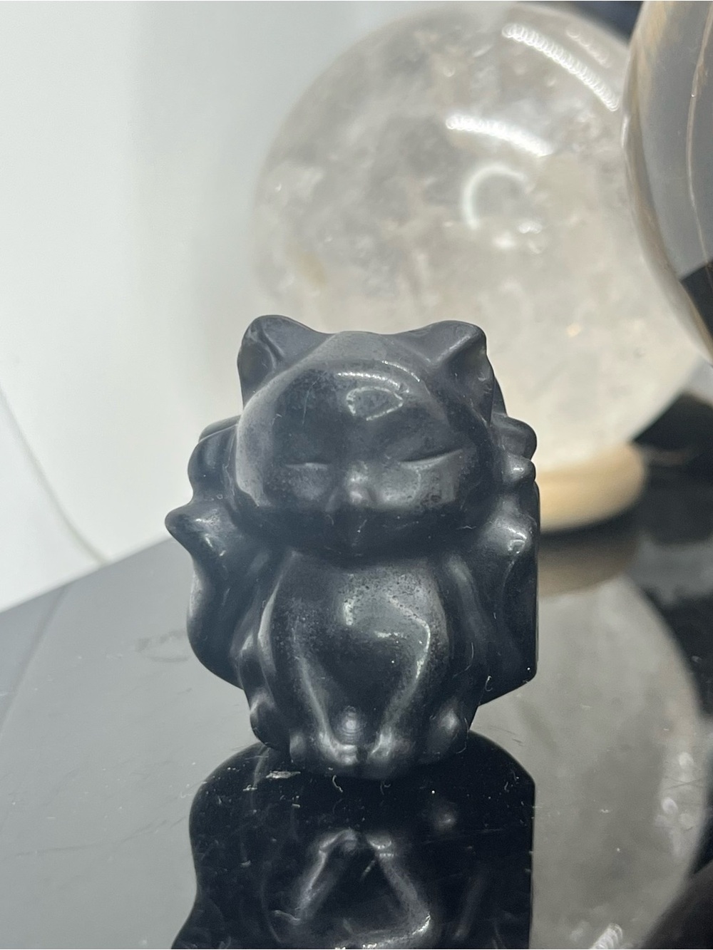 Black Obsidian Ninetail Crystal Carving